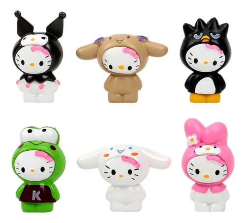 Set 6 Figuras Hello Kitty 4 Cm Melody Kuromi Sanrio Juguetes