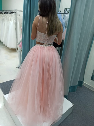 Vestido 15 Años Fiesta 3 Piezas Bordado Rosa Coral
