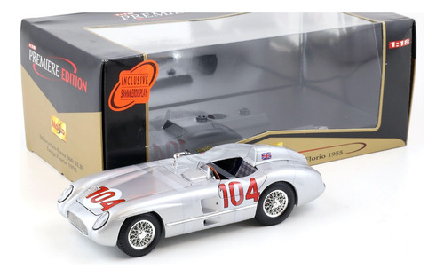 1955  Mercedes Benz 300 Slr Targa Florio #104 Silver 1/18