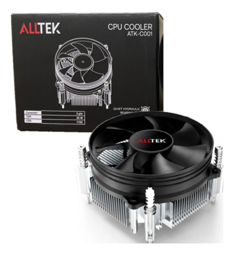 Cooler Fan Alltek, Tdp 65w,90mm-compatível Com Intel Led Sem Led