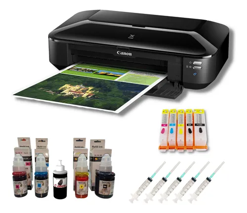Impresora A3 Canon Ix6810 Con Cartuchos Recargables Y Tintas Negro