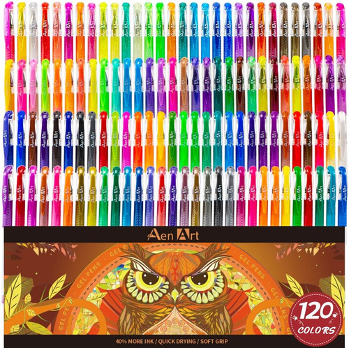 Aen Art Bolígrafos Gel Libros Colorear Adultos, Juego 120 Un