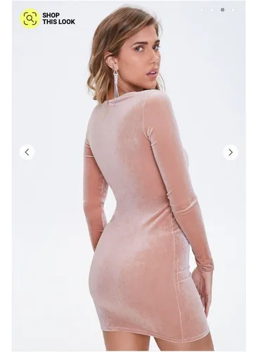 Sexy Vestido Escotado De Terciopelo Rosa Forever 21 Cuotas sin