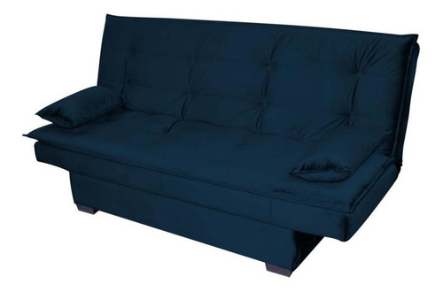 Sofá Cama Casal Reclinável Esmeralda - Veludo Azul Marinho