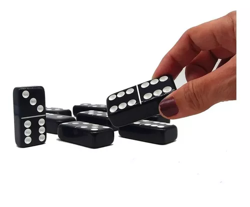 Jogo Domino Grosso Grande Profissional Com Pino Metal Branco