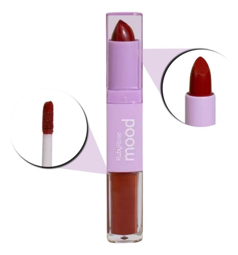 Batom Duo Ruby Rose Mood Vitamina E Cm04 3,2g