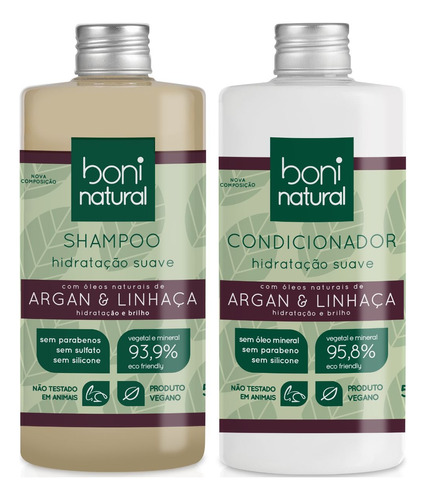 Kit Shampoo E Condicionador Hidratação 500ml - Boni Natural