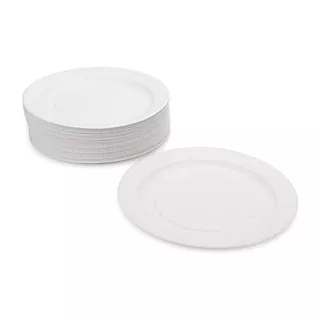 Paper Plates - Uncoated White Plate - Use For Foodware,...