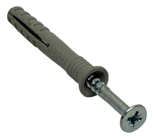 Imagen 2 de 9 de Tarugo Clavo - Tornillo Punta Cruz 8 X 60mm 50 Unidades
