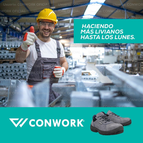 Imagen 10 de 10 de Calzado De Seguridad Conwork Allworks 201za Nobuck Gris