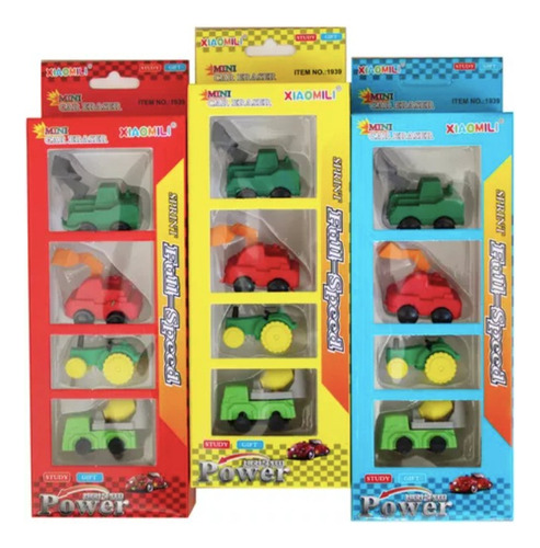 Set 48 Gomas Borradores Coches Camiones Util Escolar Niños Color