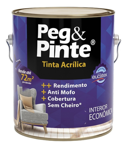 Tinta Acrílica Interna Economica Peg E Pinte 3,6l (cores) Cor Branco/Neve