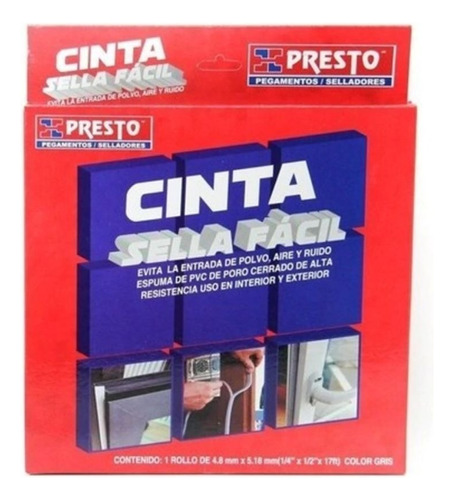 Cinta Sellafácil 5.18m X 1/2' Presto (6 Piezas)