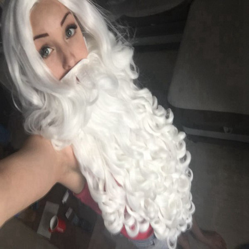 Peluca Navideña Para Cosplay, Barba De Papá Noel, Blanca, Ri