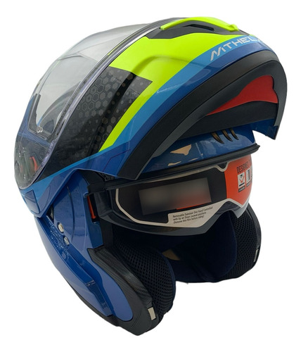 Casco Mt Rebatible Con Lentes Atom Adventure A7 Azul Brillo