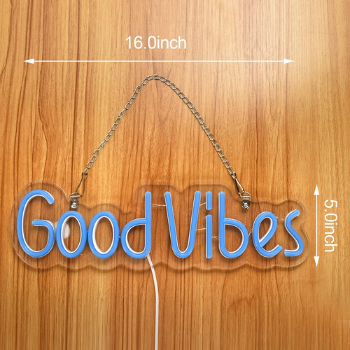 Letreros De Neón De Good Vibes Con Luces Led De Neón Azules