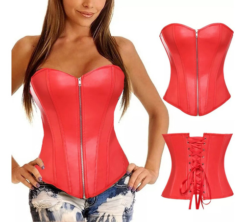 Corsé De Piel Sintética Para Mujer Top Bustier