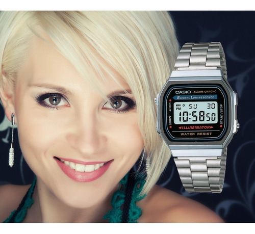 Relógio Feminino Digital Casio Prata - A168wa1wdf