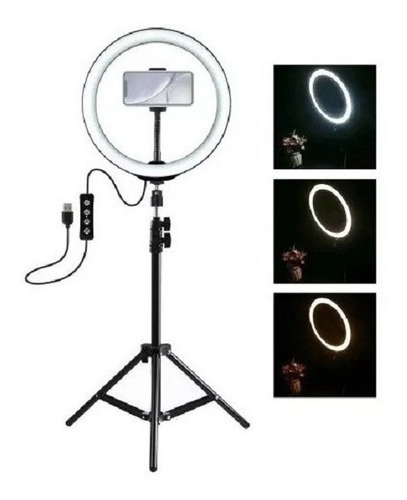 Aro De Luz Led Flash 26 Cm Fotografía Selfie + Trípode