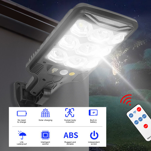 Luz De Calle Solar Con Sensor Pir, Control Remoto, Ip65
