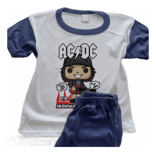 Pijama Infantil Rockero Manga Larga Personalizado Ac Dc 7002