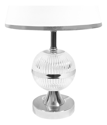 Lámpara De Mesa Plateada Led Escritorio Base E27 65w Mavrik Plateado Blanco
