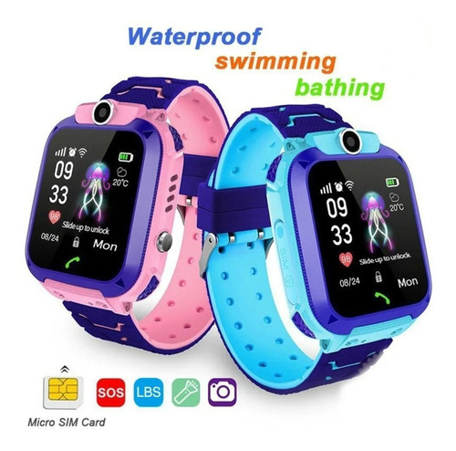 Imagen 2 de 6 de Reloj Inteligente Niños Q12 Chip Gps Android Ios // Celeste