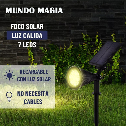Foco Solar Jardín Led Impermeable, Luz Cálida