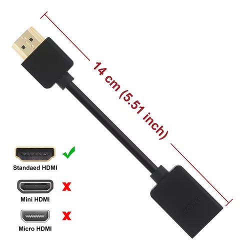 VCE Cable de extensión HDMI macho a hembra, adaptador corto HDMI extensor  compatible con 4K 3D compatible con Google Chrome Cast, Roku Stick, HDTV