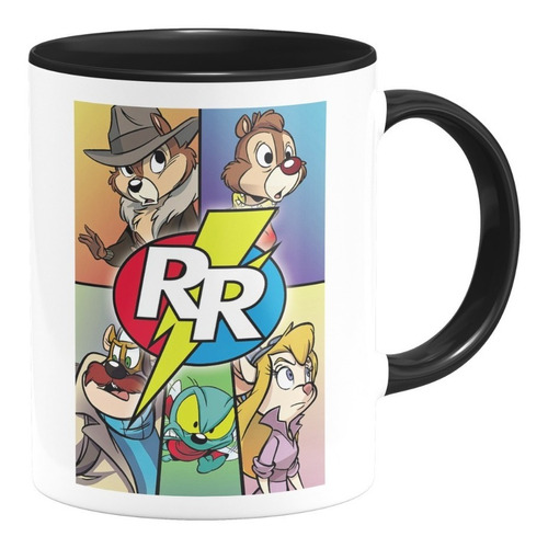 Taza Interior De Color Chip And Dale Caricaturas Retro