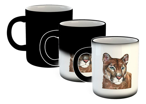 Taza Magica Puma Pintura Colores Art