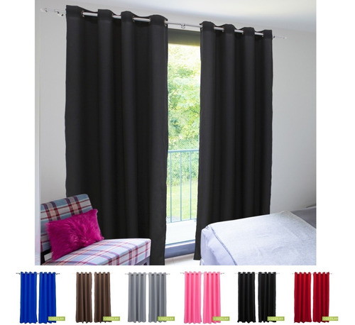 Cortina Oxford Para Sala E Quarto Diversas Cores 3,00x1,70 M Cor Preto