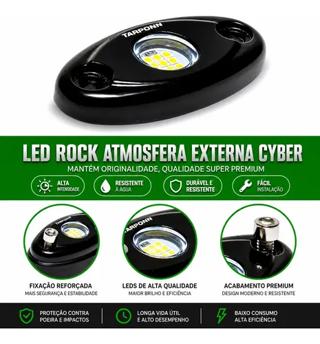 Kit 8 Rock Light Led Luz Caixa De Roda Enfeite Camionete Ram