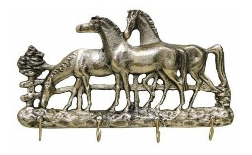 Porta Chaves Cavalos Em Bronze Decoração Cabide Organização