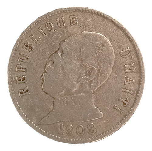 Haití 50 Centavos 1908 Bueno Km 56 Escudo Nacional