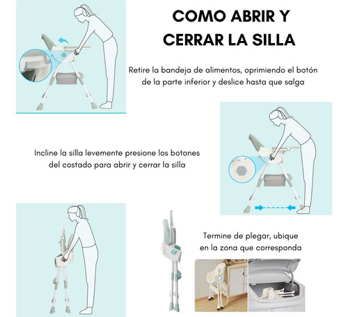 Silla De Comer Bebe Alta 3 En 1 Evolutiva Ajustable Plegable