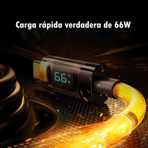 Cable Usb C Carga Rapida Con Pantalla Digital Cable Usb-a A Tipo C, Techwolf Cable De Datos Para Teléfonos Y Tabletas 1.2m