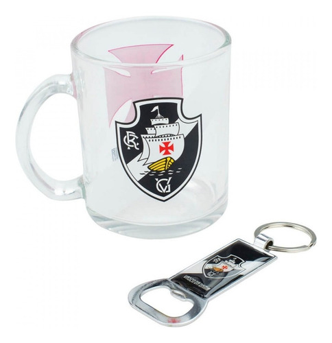 Caneca De Vidro Com Abridor Time Vasco 350 Ml