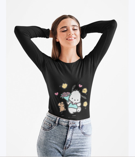 Polera Larga Dama Hello Kitty Pochaco Gatitos Estampado