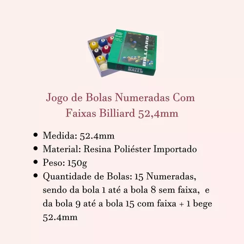 Jogo de Bolas Numeradas Importadas