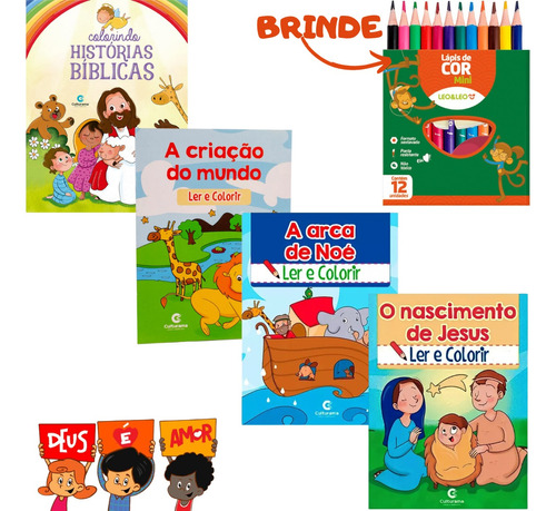 Kit Livros Bíblico Infantil Para Colorir E Se Divertir Livros De Historias Bíblicas Para Crianças Apendendo Sobre A Bíblia Nascimento De Jesus, Mandamentos Ensino Lúdico
