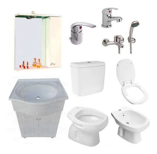 Combo Baño Completo Griferias Inodoro Vanitory C122 P