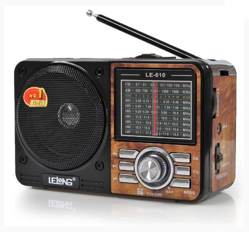 Rádio Retro Am / Fm C/ Sd / Tf / Usb / Aux Lelong Le-610