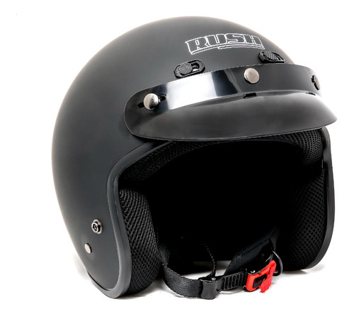 Casco Abierto F1 Rush Negro Brilloso - Mundomotos.uy