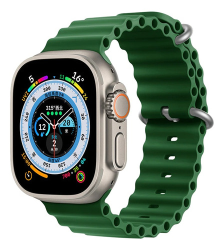 Pulseira Oceano Relógio Smartwatch Silicone Alta Qualidade Cor Verde Largura 2