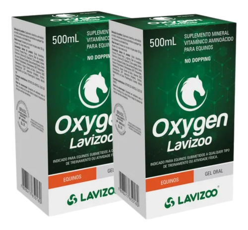 Oxygen-500ml/supl. Para Equinos/ Lavizoo/ Kit Com 2 Unidades