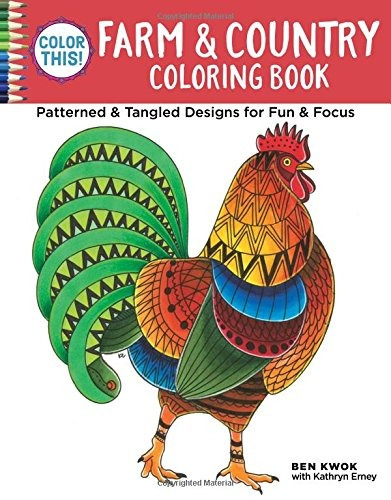 Color This! Farm  Y  Country Coloring Book Patterned  Y  Tan