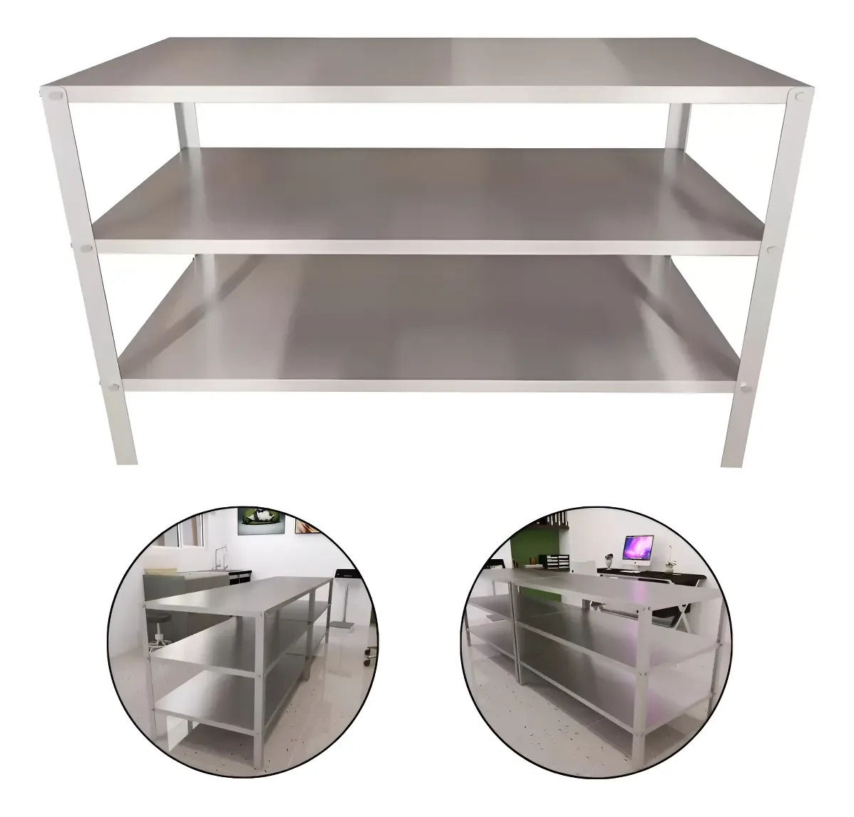 Mesa Essencial Inox 3 Partes Hamburgueria Restaurante Anti Bacteriana Tudo na Willy