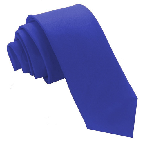 Gravata Slim Fosca Azul Royal Lisa Padrinhos Noivos