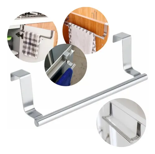 Suporte de Toalha Aço Inox para Porta Cozinha 23cm